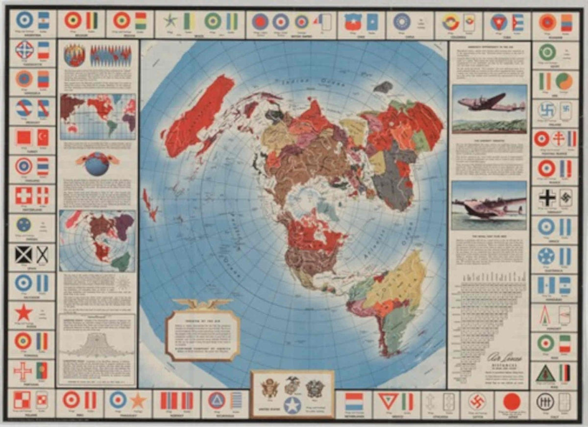 Wwii Map Flags American World War II Advert Poster