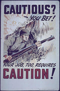 Wwii Soldier Caution Vintage Retro Advert Poster A4 Photo Print