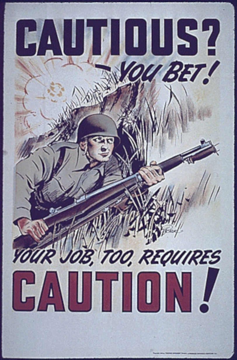 Wwii Soldier Caution Vintage Retro Advert Poster A4 Photo Print