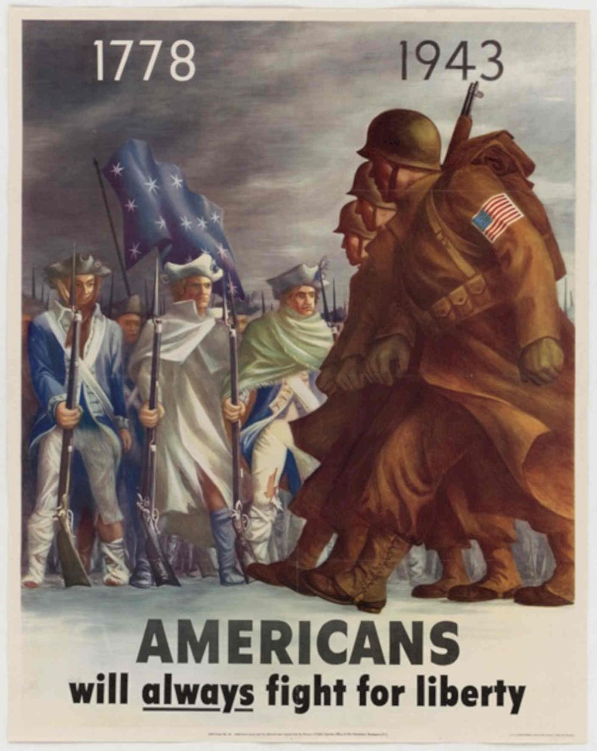 Wwii Soldiers Liberty American World War II Advert Poster