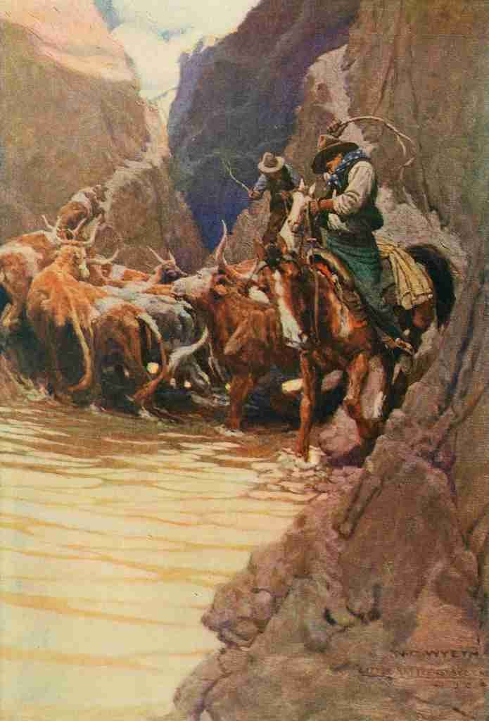 Wyeth Newell 39 1906 Rounding up A4 Photo Print