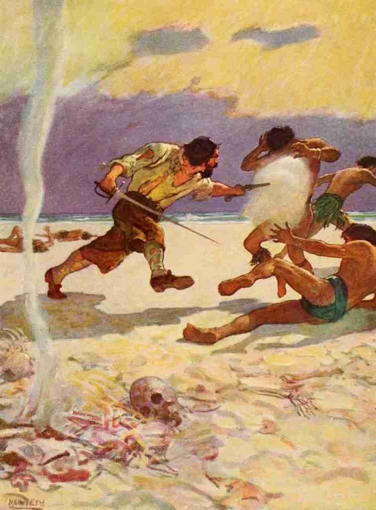 Wyeth Newell Robinson Crusoe 1920 He flew upon the murderers A4 Photo Print