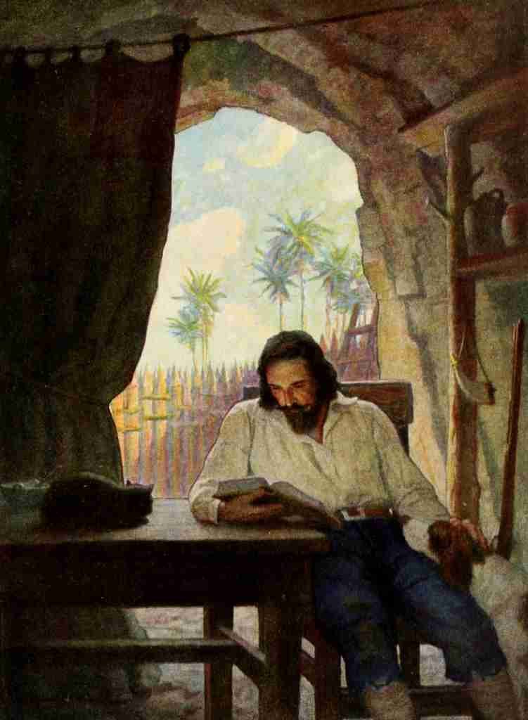 Wyeth Newell Robinson Crusoe 1920 I read the Bible A4 Photo Print