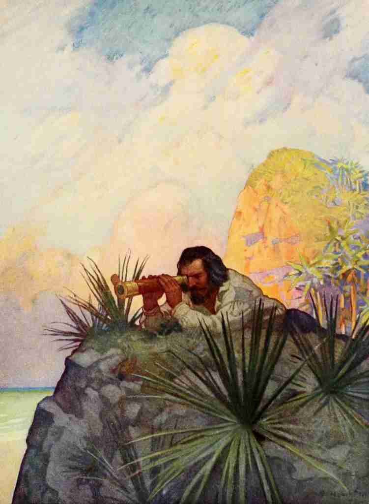 Wyeth Newell Robinson Crusoe 1920 Looking out A4 Photo Print