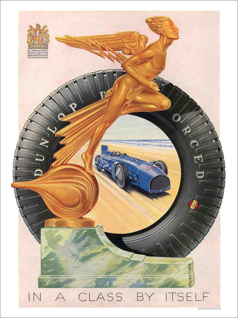 X Dunlop Tyres Bluebird Racing Vintage Retro Advert Poster A4 Photo Print