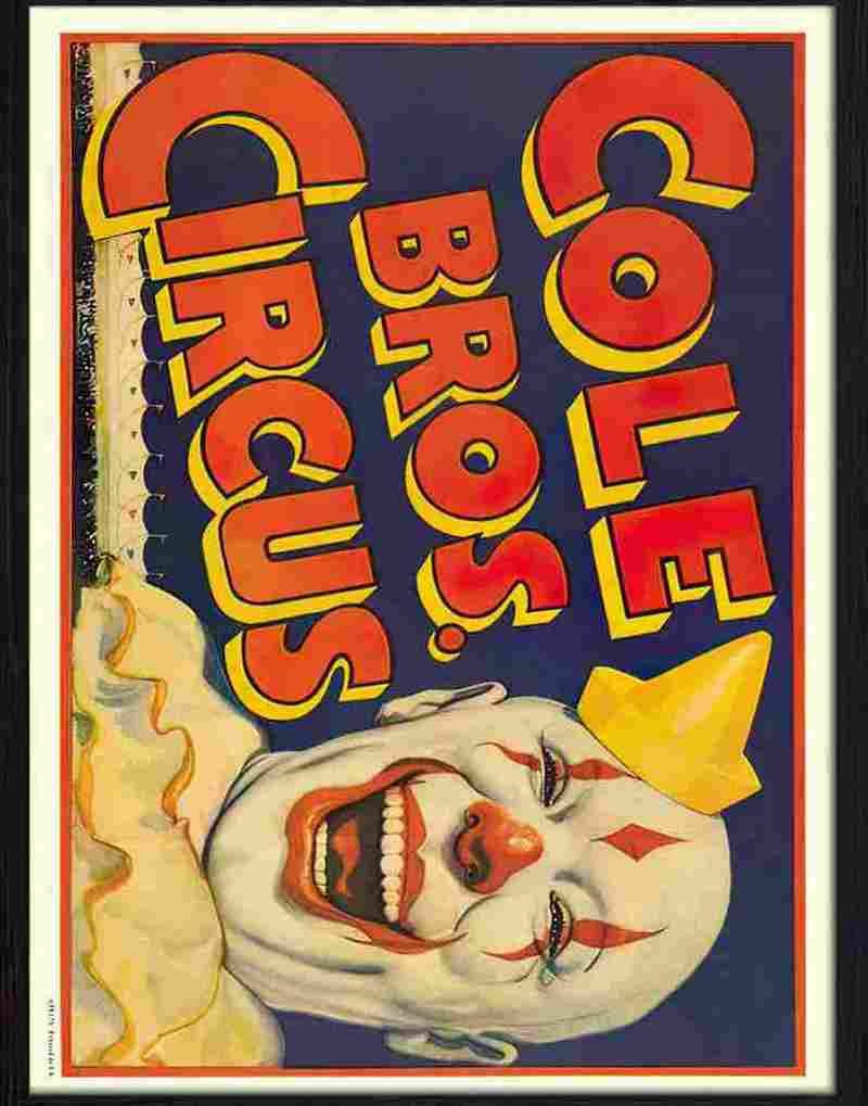 X cole bros circus poster clown 1930s Advert A4 Photo Print