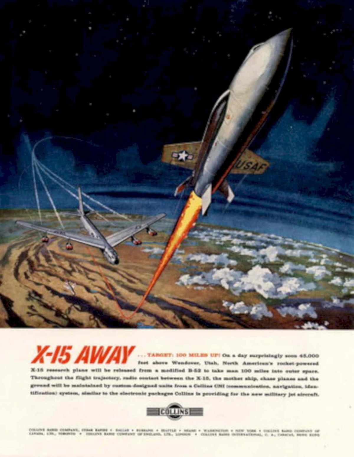 X15 Rocket Launch 1950s Vintage Retro Advert Poster