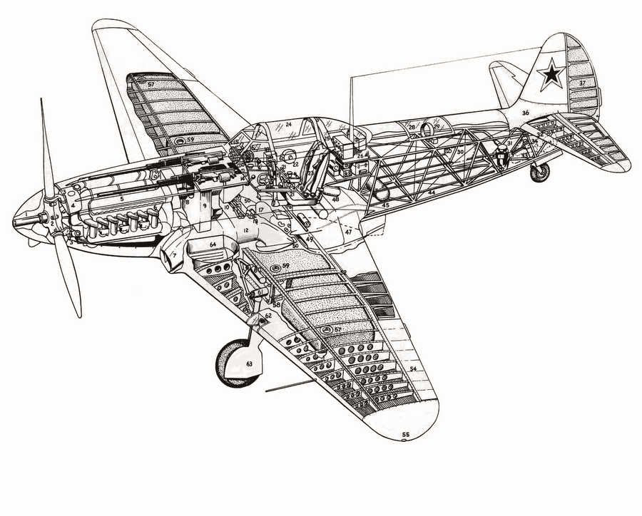 Yakovlev Yak 9 cutaway A4 Photo Print