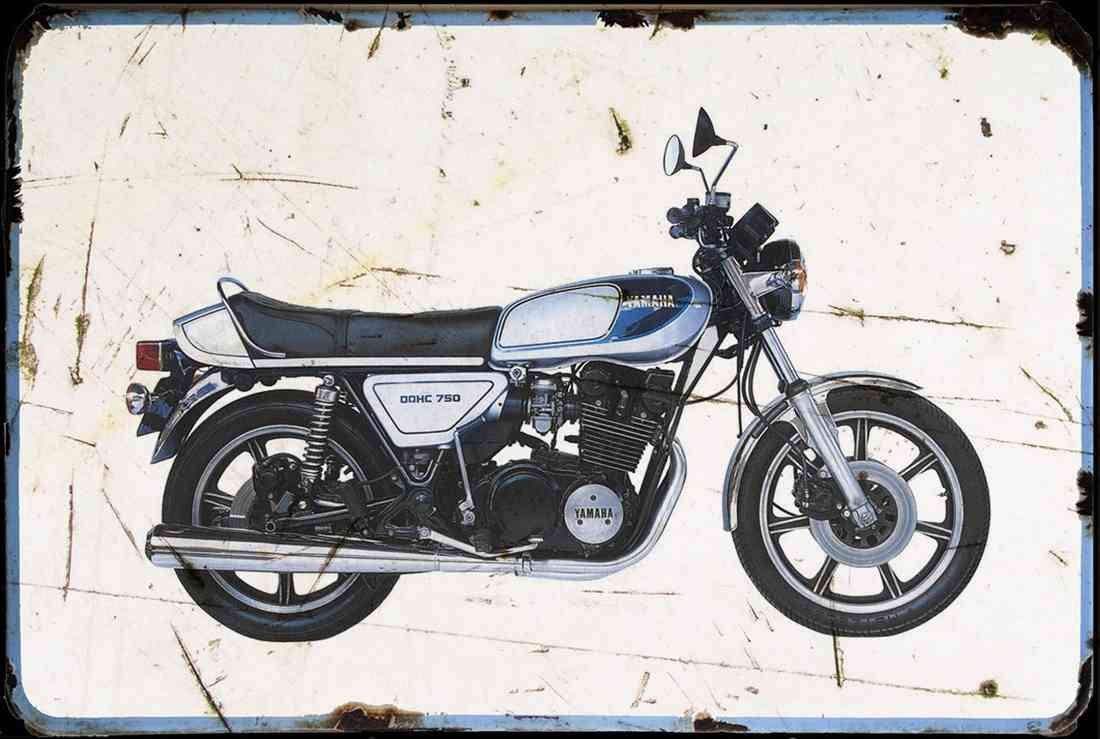 Yamaha XS750 1977 aged A4 Photo Print