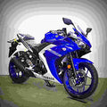 Yamaha YZF R25 2017 3 motorbike A4 Photo Print