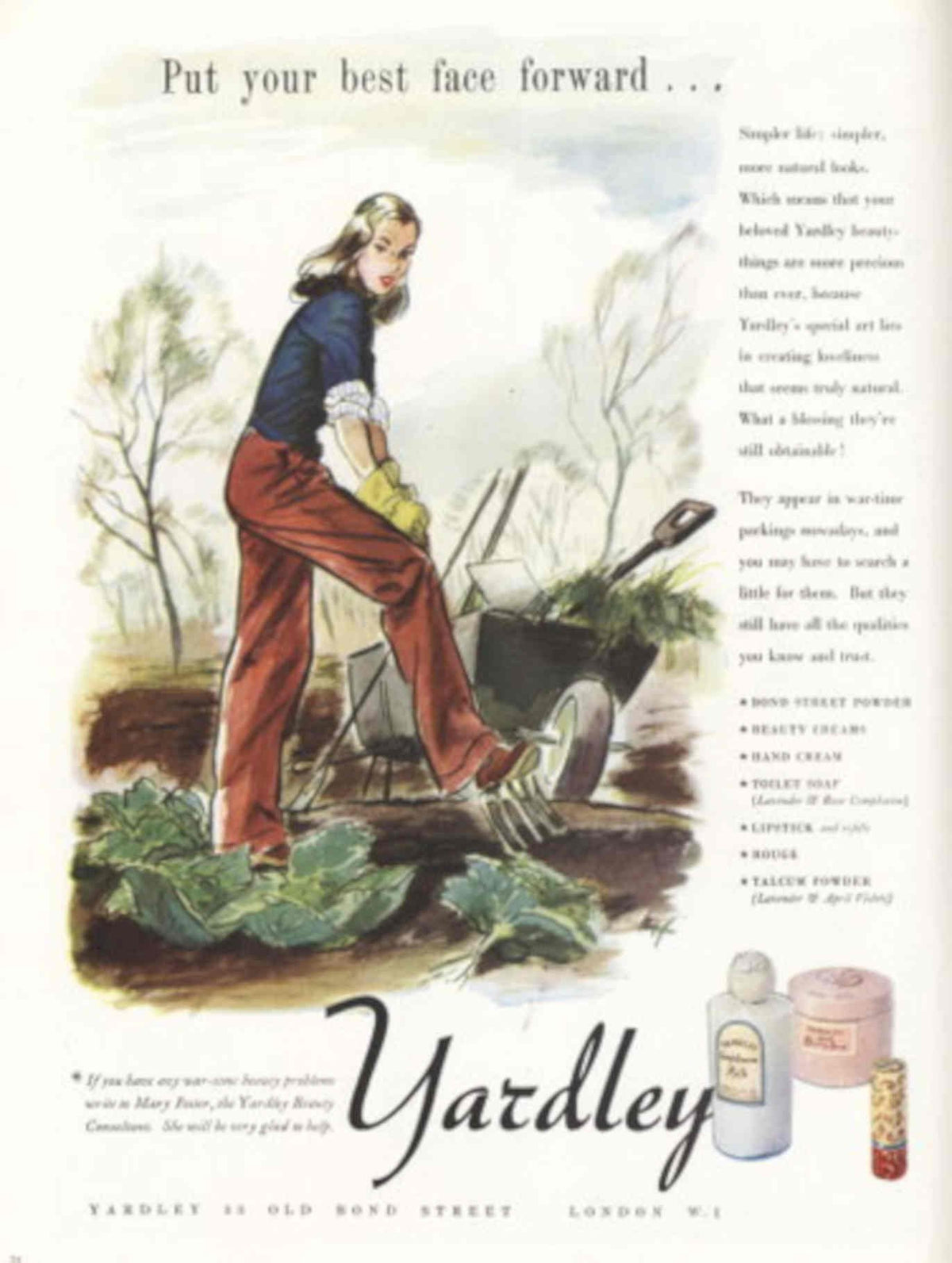 Yardley Garden Woman 1940s Vintage Retro Advert Poster