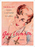 Yardley Gay Crimson Lipstick 1950s Vintage Retro Advert Poster A4 Photo Print