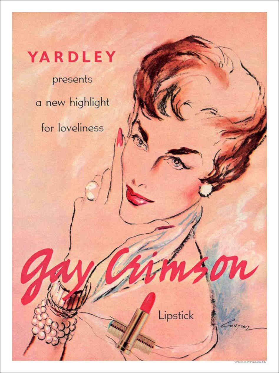 Yardley Gay Crimson Lipstick 1950s Vintage Retro Advert Poster A4 Photo Print