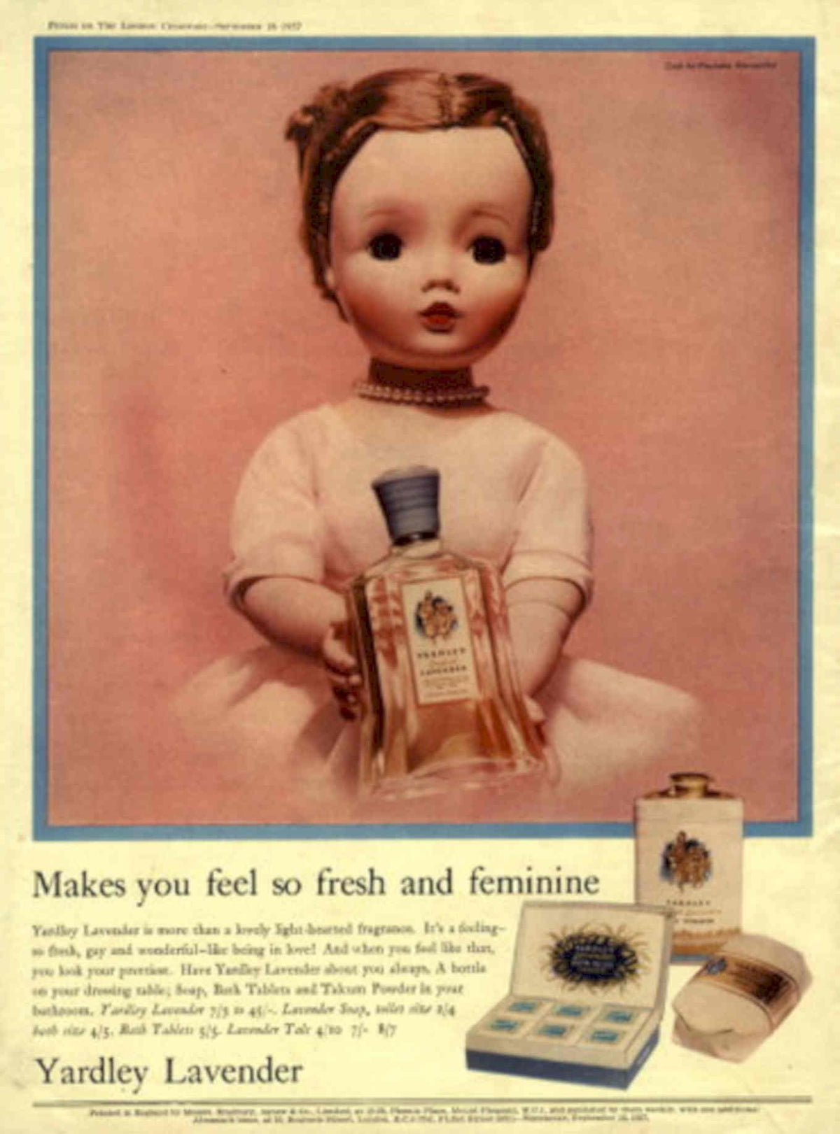 Yardley Lavender Doll 1 1950s Vintage Retro Advert Poster