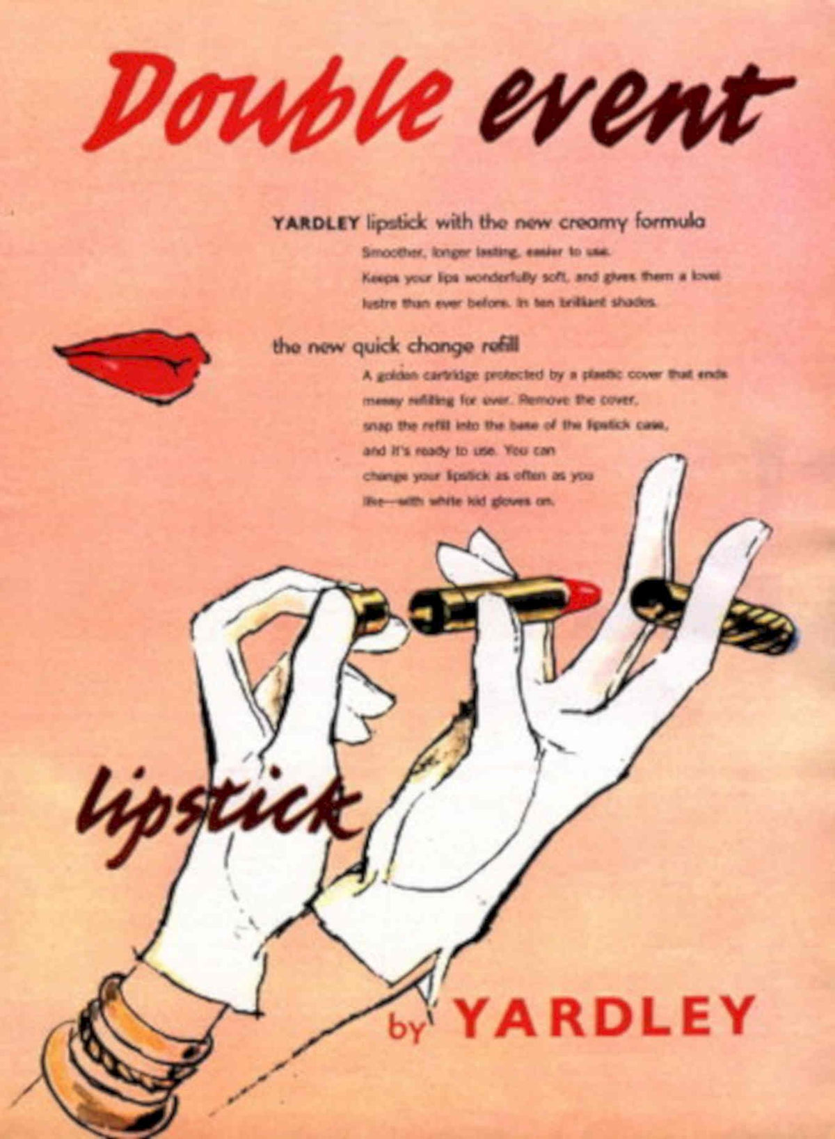 Yardley Lipstick Doubleevent 1950s Vintage Retro Advert Poster