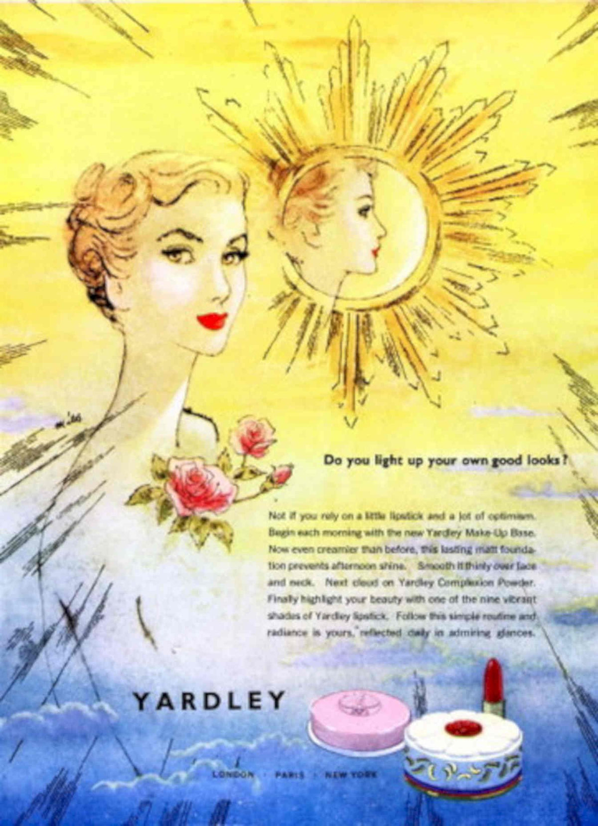 Yardley Makeup Compact 1950s Vintage Retro Advert Poster