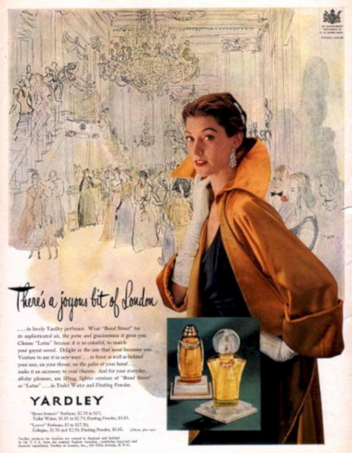 Yardley Perfume Ballroom 1950s Vintage Retro Advert Poster