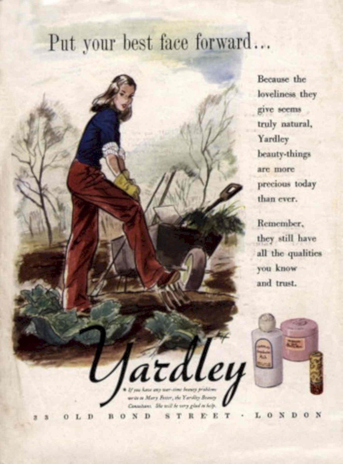 Yardley Perfume Garden 1940s Vintage Retro Advert Poster