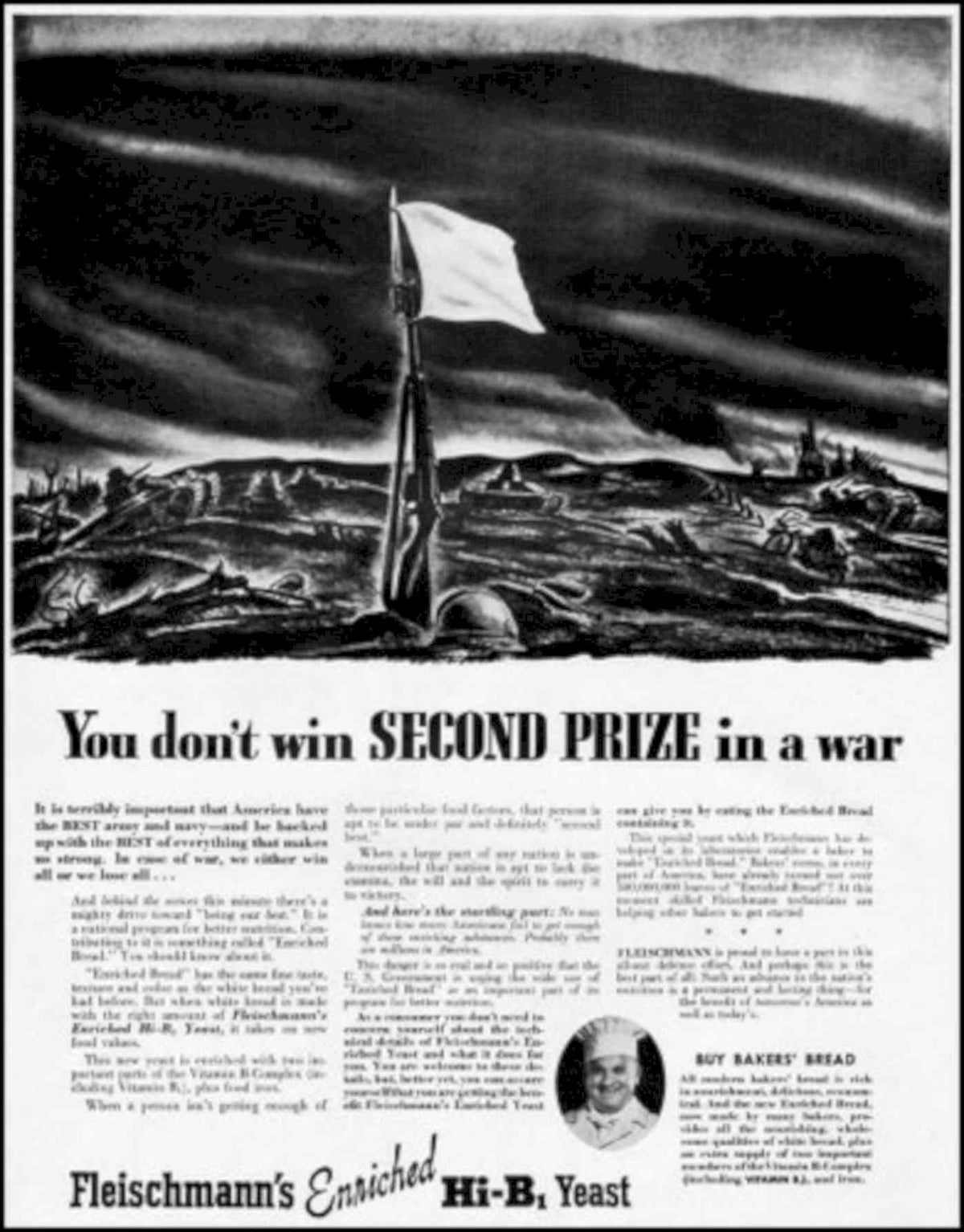 Yeast Flag Cannon 1940s Vintage Retro Advert Poster