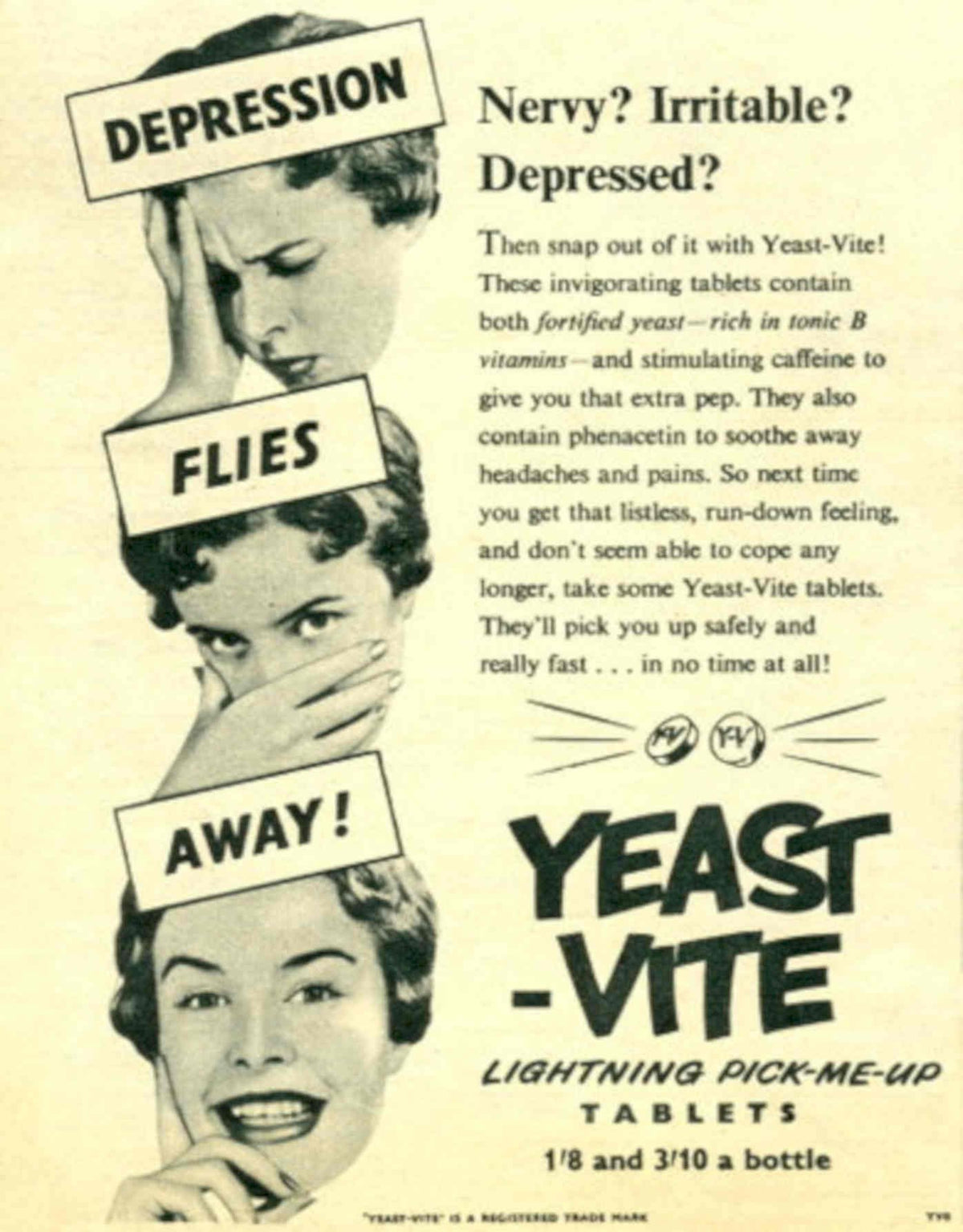 Yeast Vite Women 1950s Vintage Retro Advert Poster