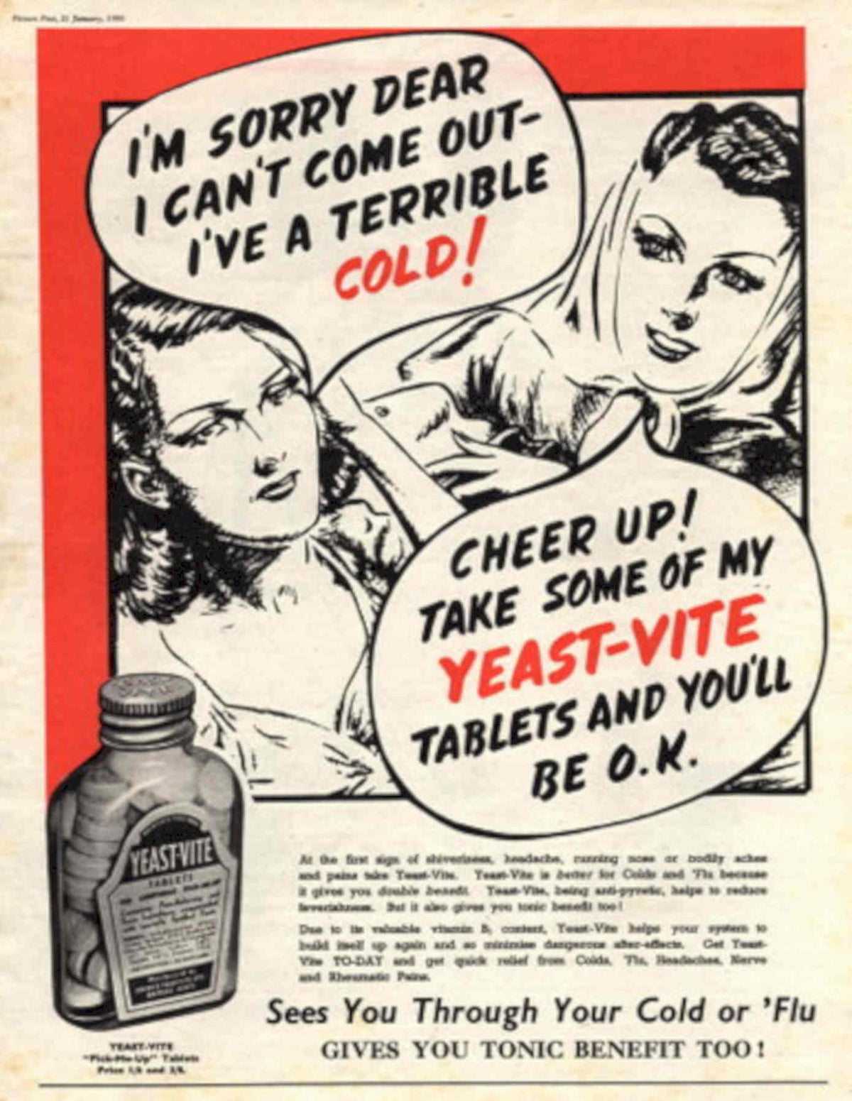 Yeast Vite Women 2 1950s Vintage Retro Advert Poster