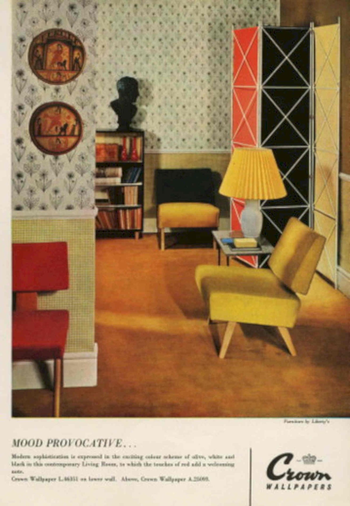 Yellow Armchair Wallpaper 1950s Vintage Retro Advert Poster