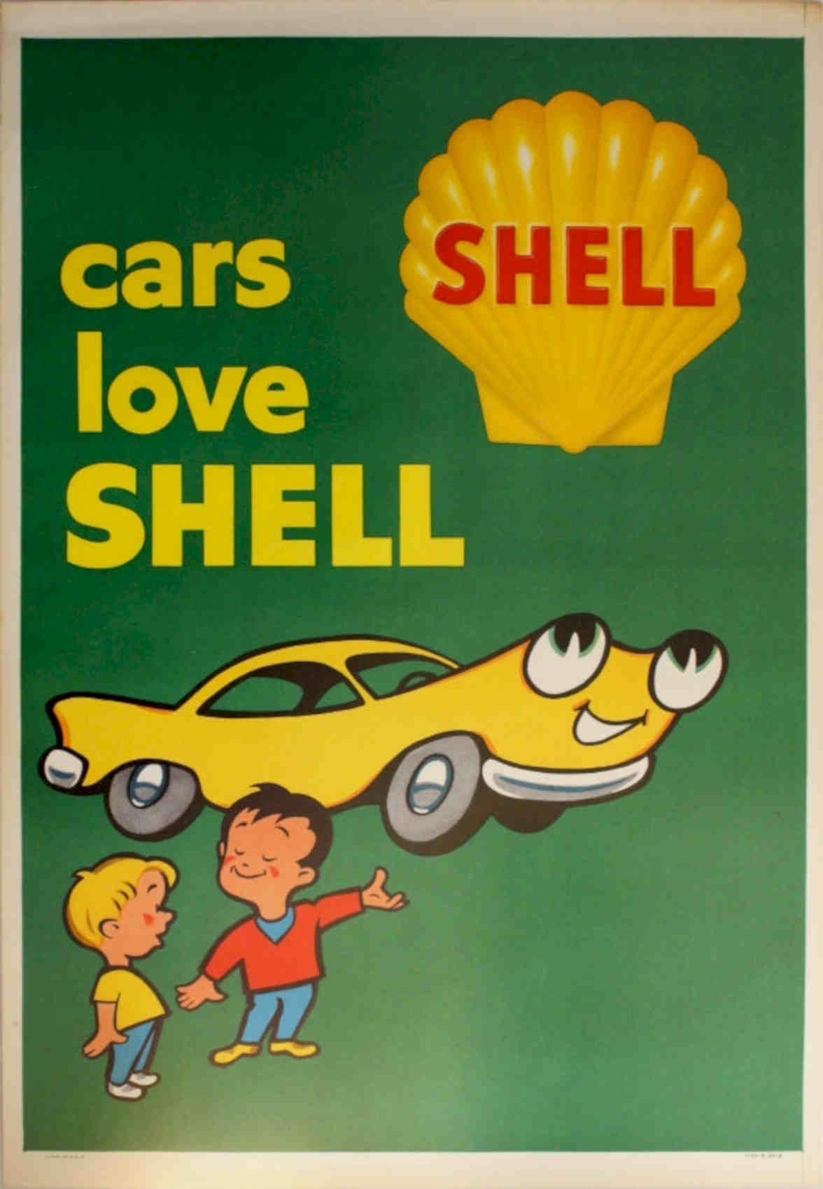 Yellow Car Shell Vintage Retro Advert Poster A4 Photo Print