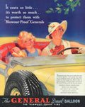 Yellow Convertible Tire 1930s Vintage Retro Advert Poster