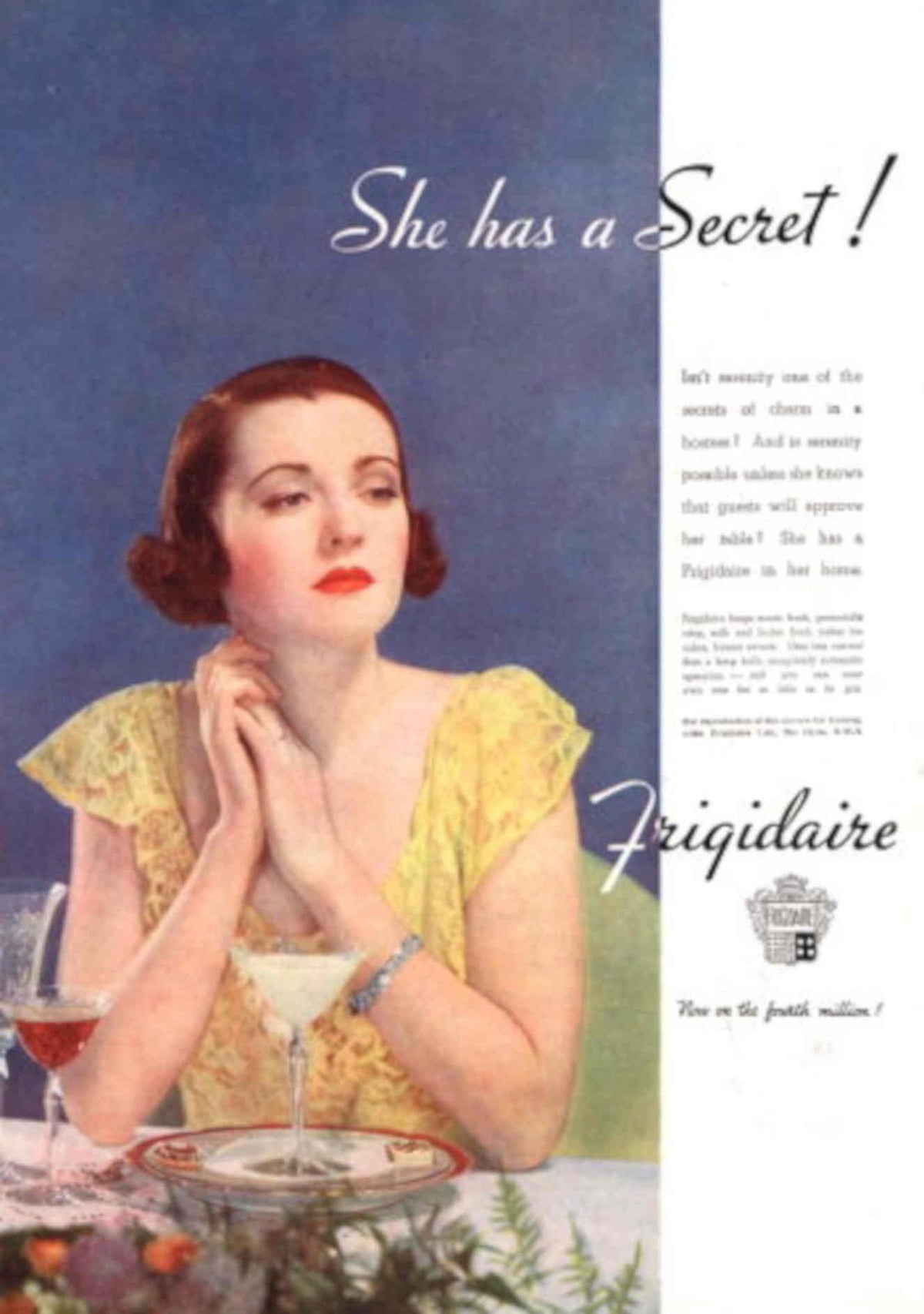 Yellow Fridge Woman 1930s Vintage Retro Advert Poster