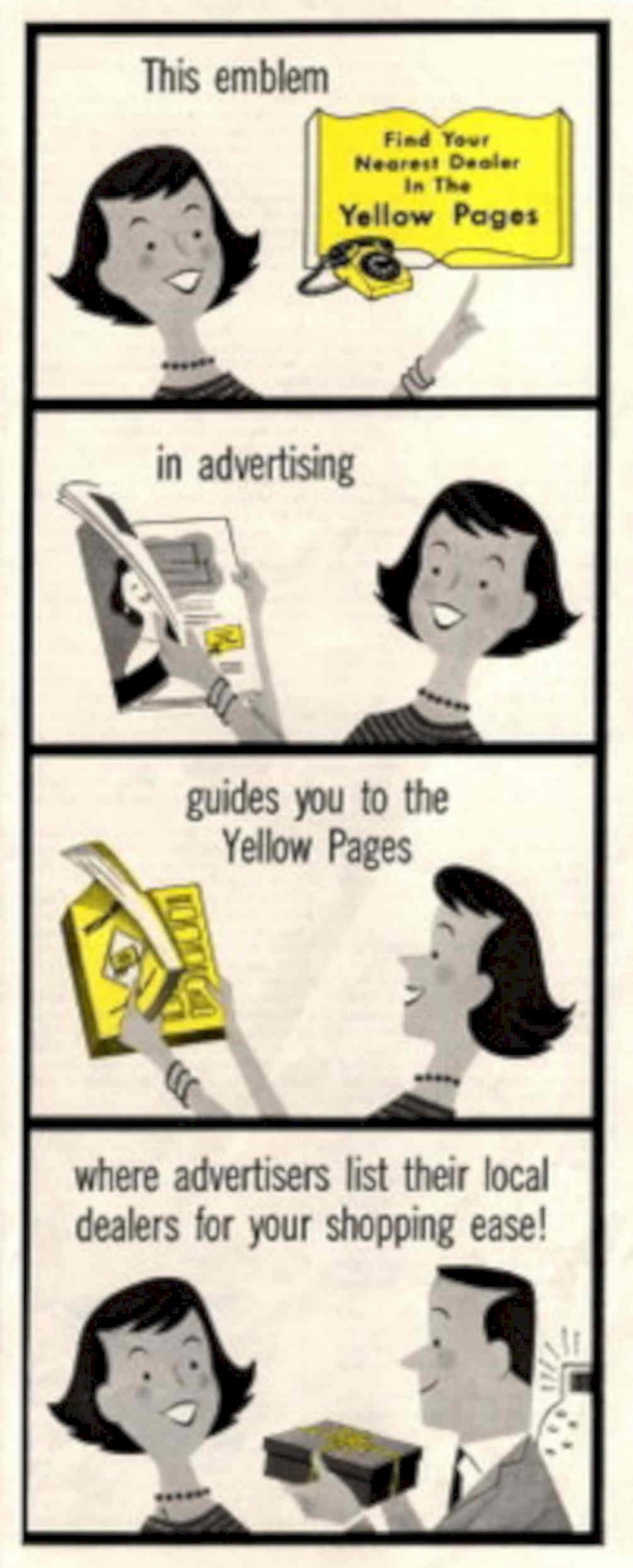 Yellow Pages Dealer 1950s Vintage Retro Advert Poster