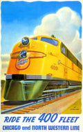 Yellow Train Fleet 1950s Vintage Retro Advert Poster