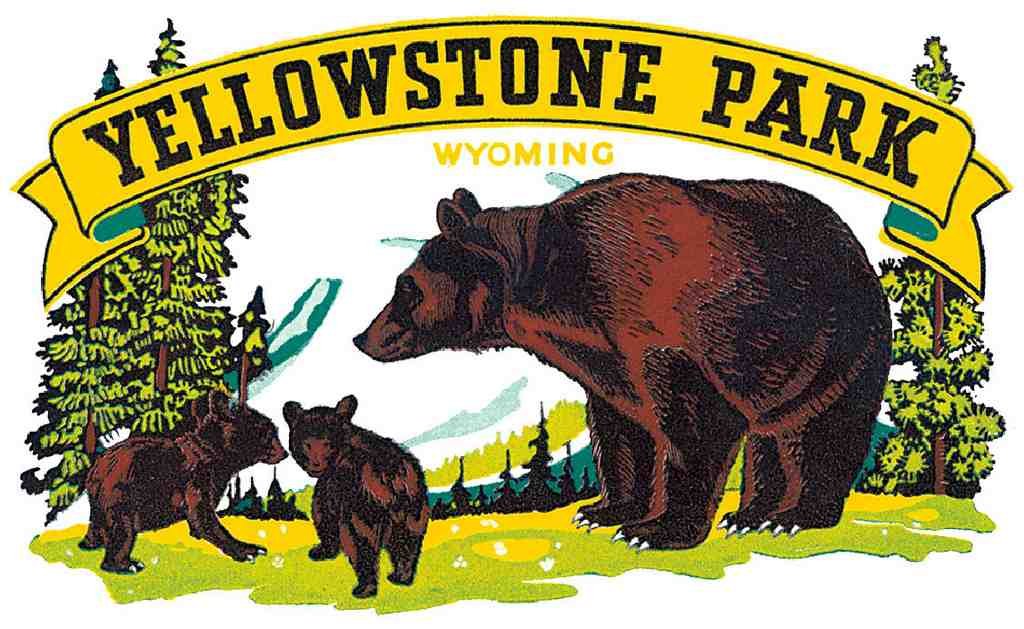 Yellowstone Luggage Label Vintage A4 Photo Print