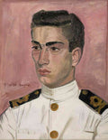 Yiannis Tsaroychis officer mariner in pink background A4 Photo Print