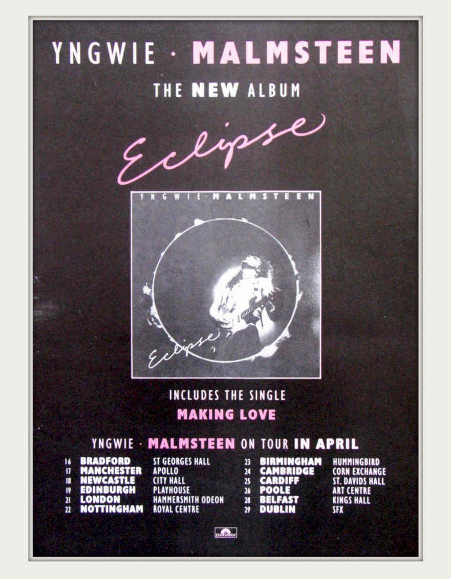 Yngwie Eclipse Tour Vintage Retro Advert Poster A4 Photo Print