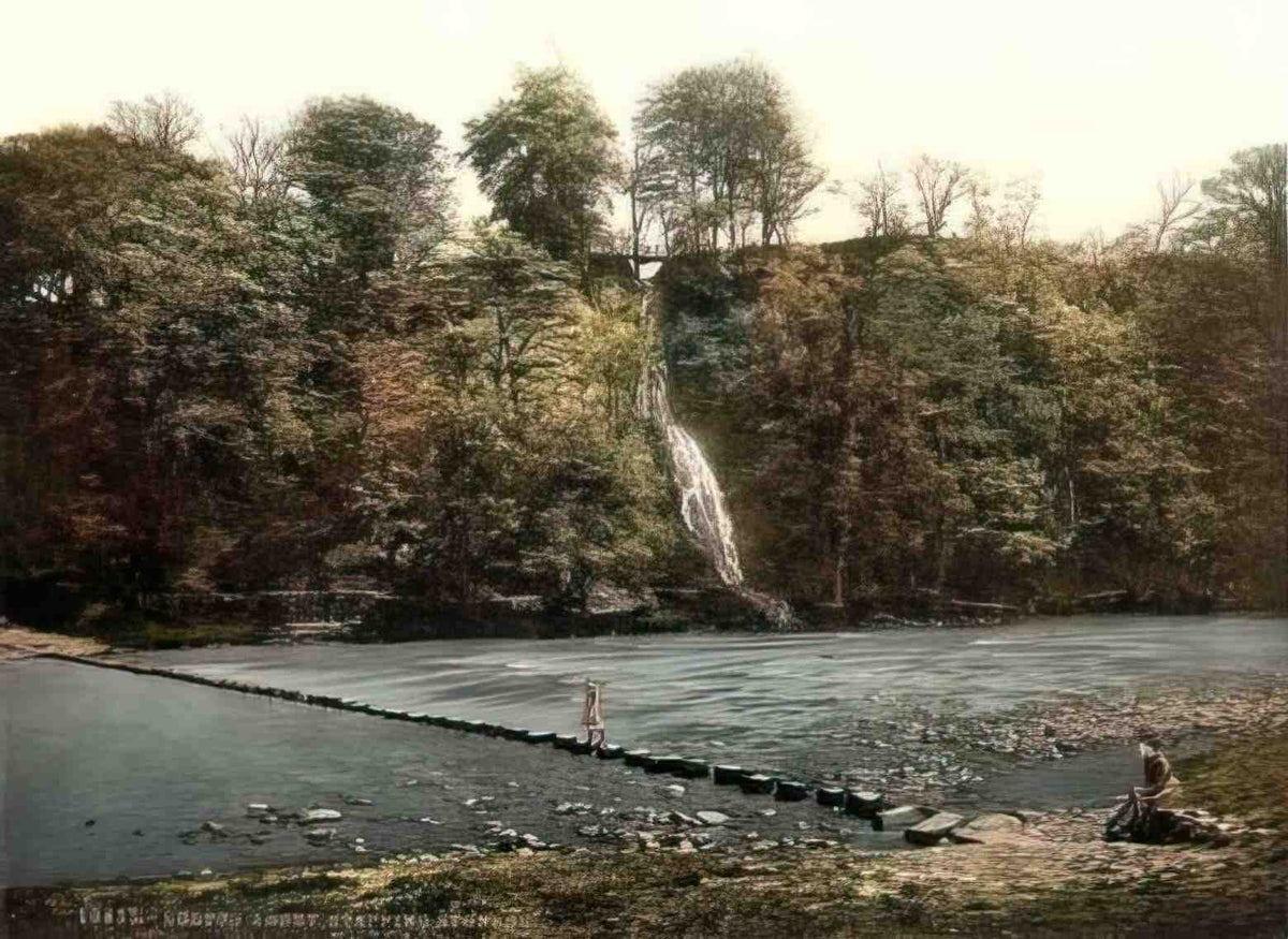 Yorkshire Skipton Bolton Abbey Stepping Stones 1900s Vintage A4 Photo Print