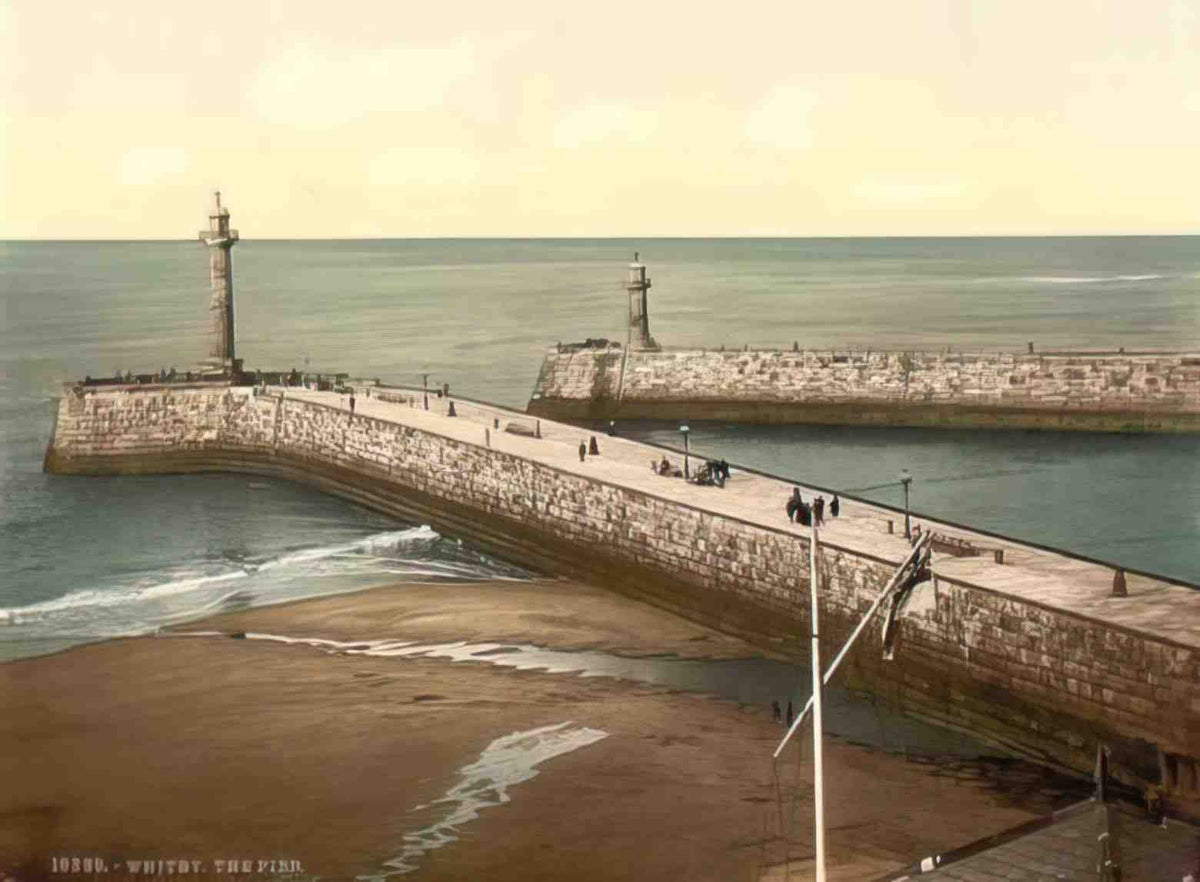 Yorkshire Whitby Pier 1900s Vintage A4 Photo Print