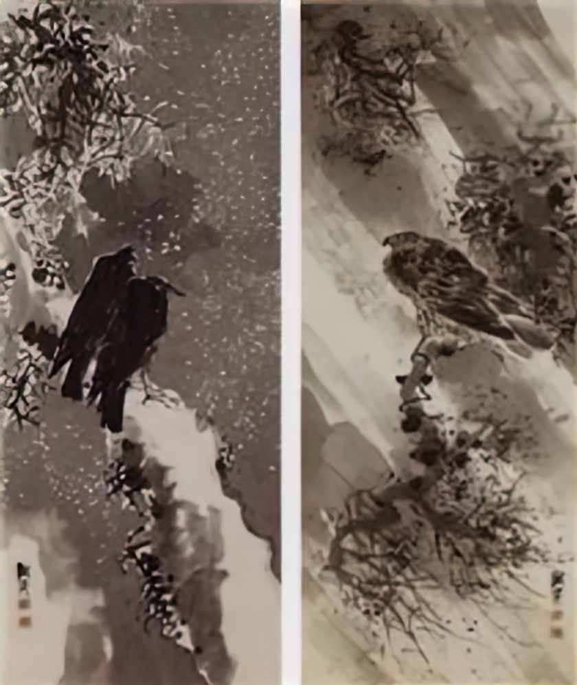 Yosa Buson a black hawk and two crows Art A4 Photo Print