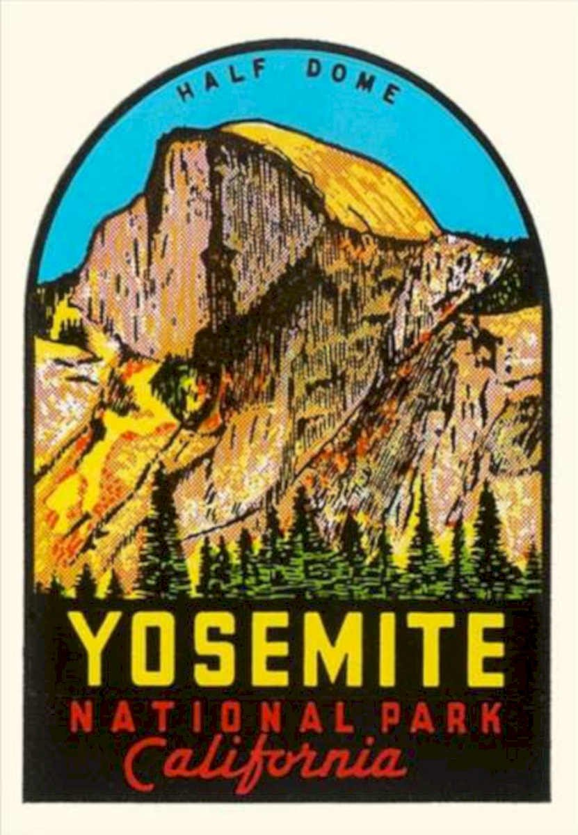 Yosemite Half Dome Vintage Retro Advert Ads A4 Photo Print