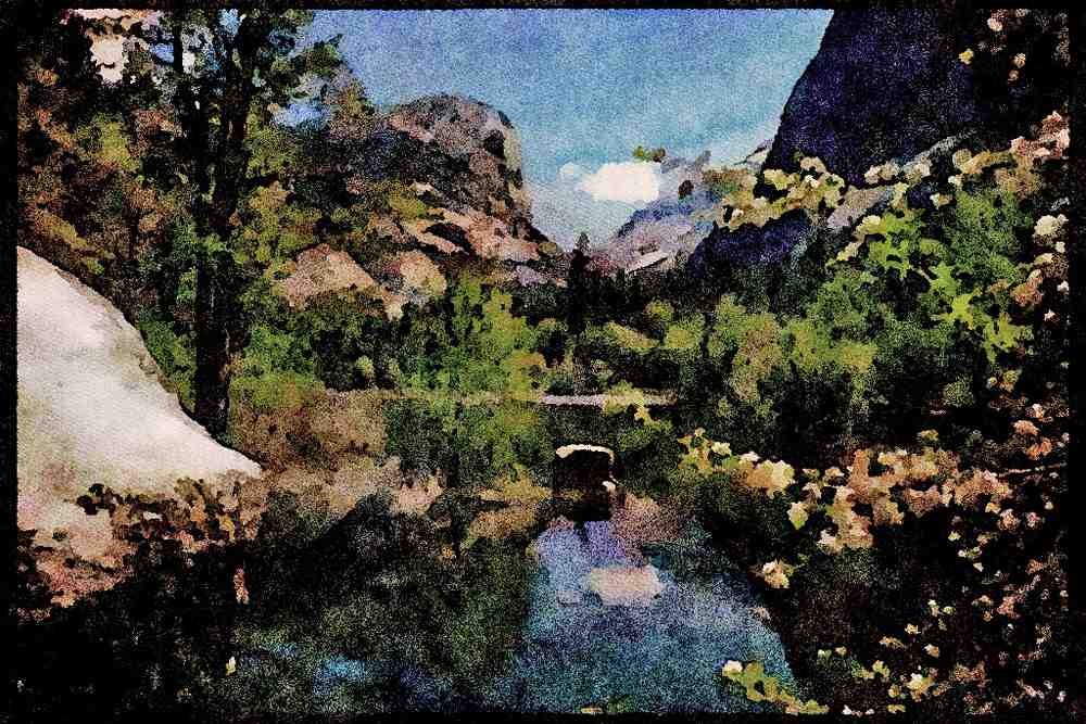 Yosemite USA 167003 Mirror Lake A4 Limited Edition Watercolour Print
