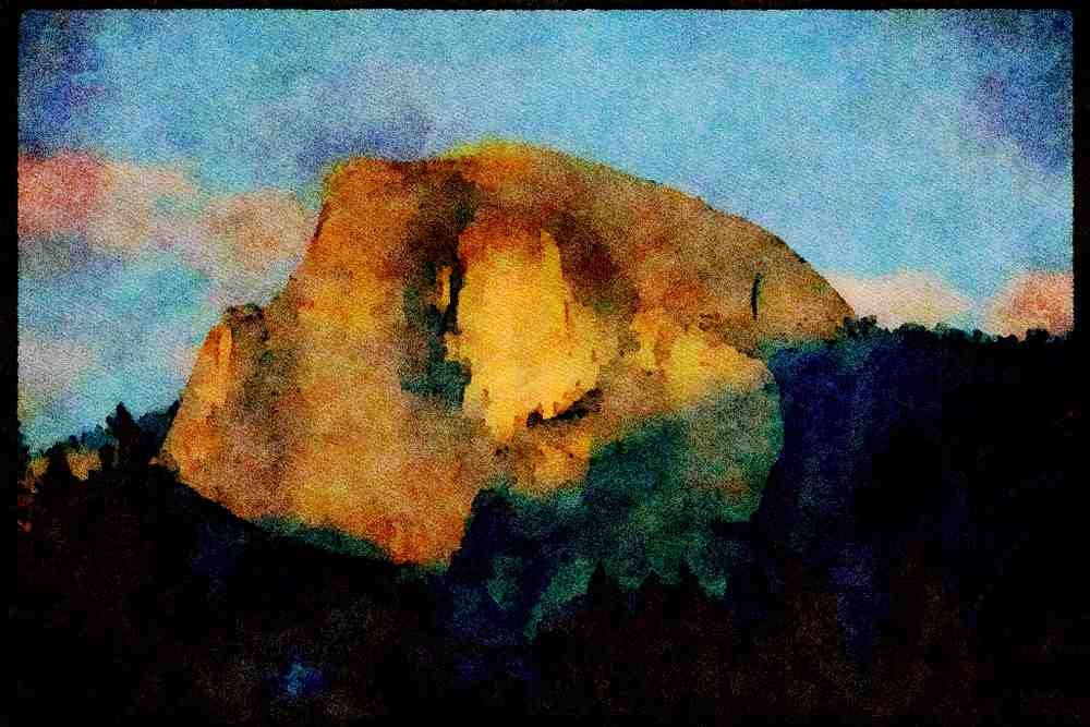 Yosemite USA 167006 Sunset Half Dome A4 Limited Edition Watercolour Print