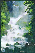 Yosemite USA 167014 Vernal Falls A4 Limited Edition Watercolour Print