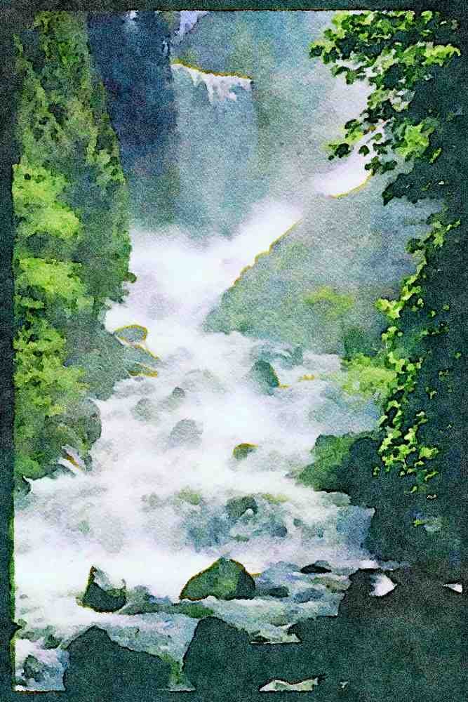 Yosemite USA 167014 Vernal Falls A4 Limited Edition Watercolour Print