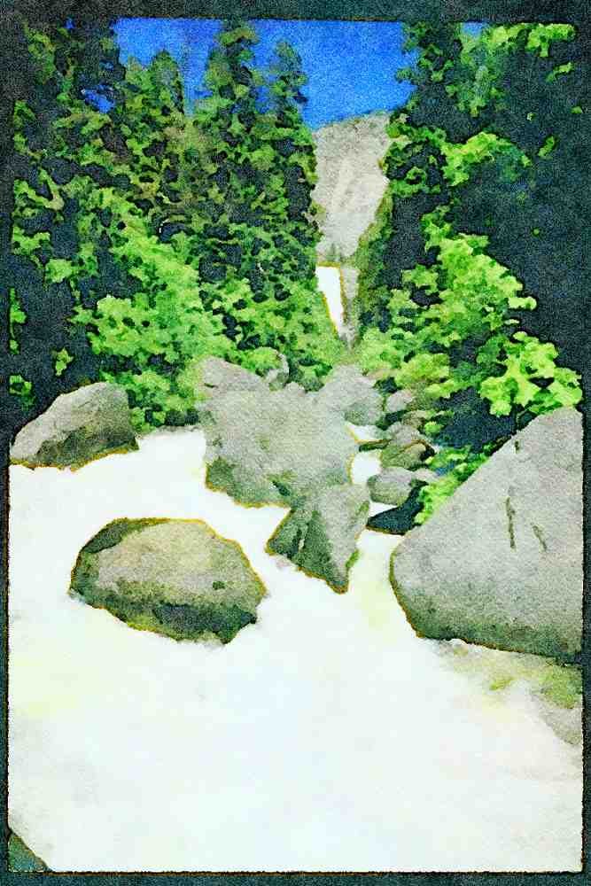 Yosemite USA 167036 Vernal Falls A4 Limited Edition Watercolour Print