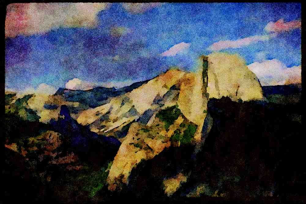 Yosemite USA 167052 Half Dome From Glacier Point A4 Limited Edition Watercolour Print
