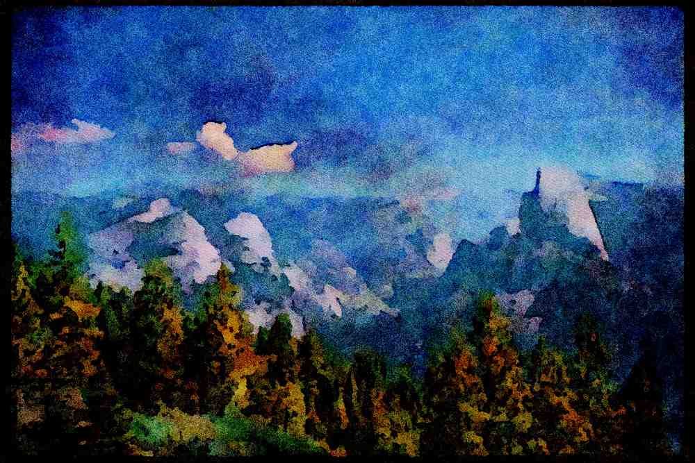 Yosemite USA 167053 View From Washburn Point A4 Limited Edition Watercolour Print