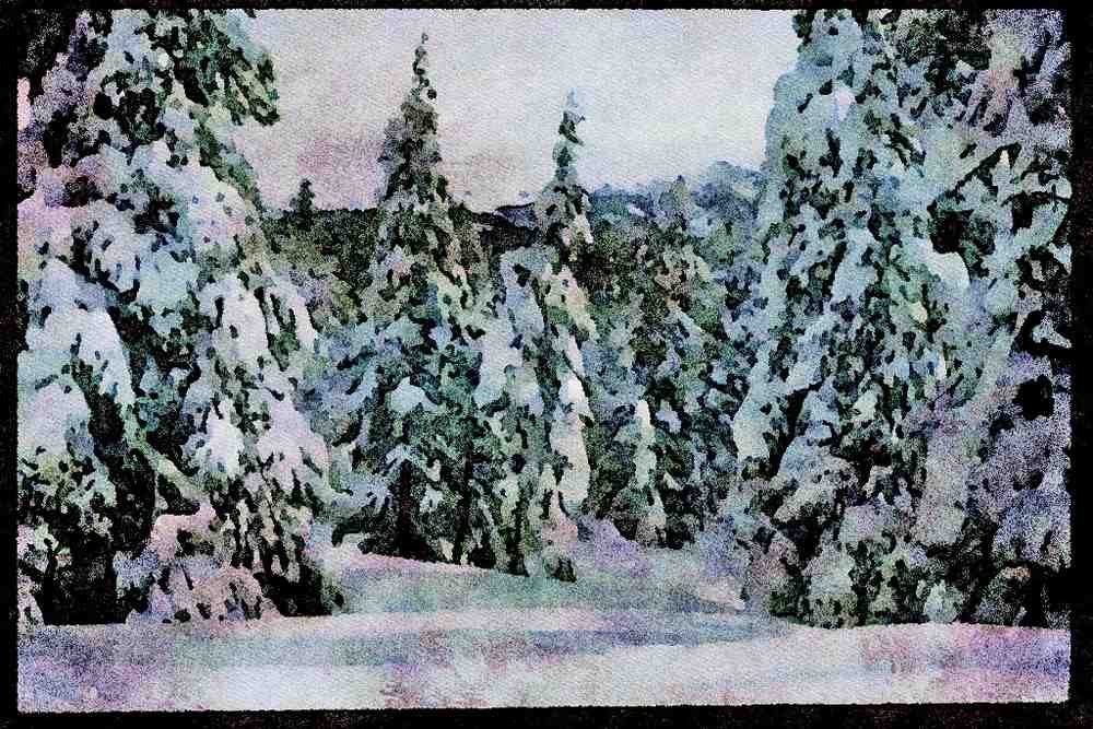 Yosemite USA 167054 Badger Pass In Winter A4 Limited Edition Watercolour Print