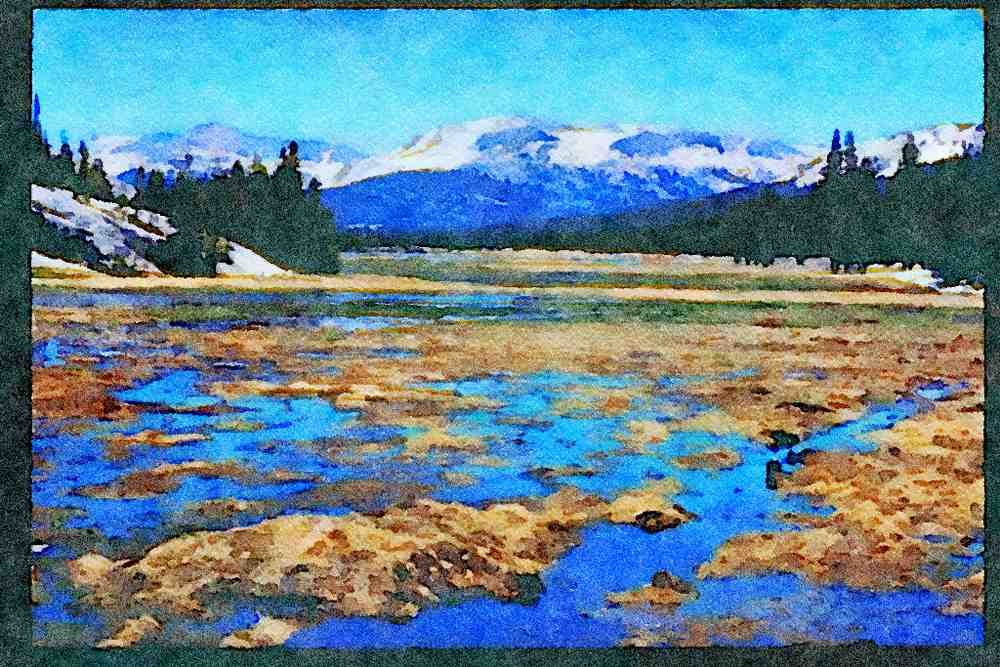 Yosemite USA 167073 Tuolumne Meadows A4 Limited Edition Watercolour Print