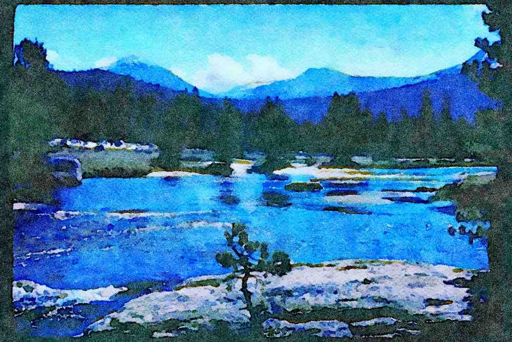 Yosemite USA 167078 Lyell Fork A4 Limited Edition Watercolour Print