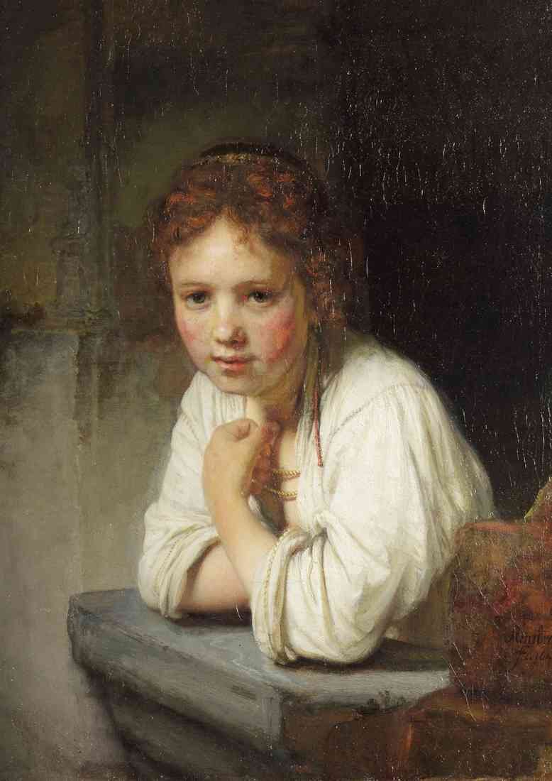 Young Girl At A Window Rembrandt Harmenszoon Van Rijn A4 Photo Print