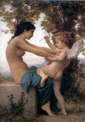 Young Girl Defending Herself Against Eros Bouguereau A4 Photo Print